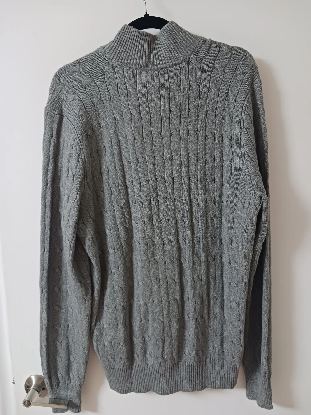 Vintage Polo Ralph Lauren 100% Tussah Silk Cable Knit Sweater Grey L Made in HK